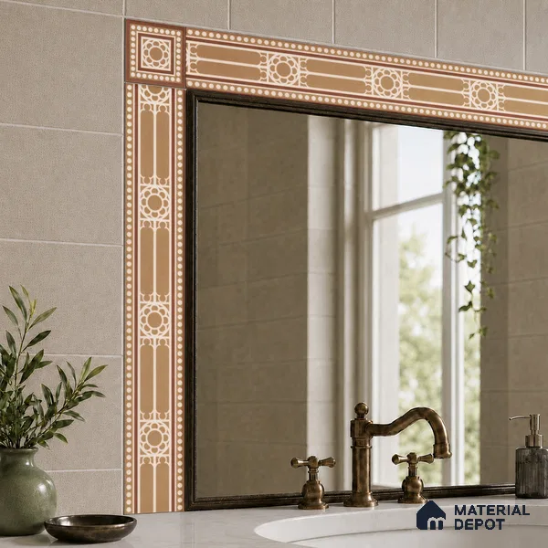 Moroccan Tile Border TL 11932 E Spatial Accent Series 2 x 2 inch Vitrified Matte Finish Center Tile - 9 mm | Suitable for Decorative Highlighter Border
