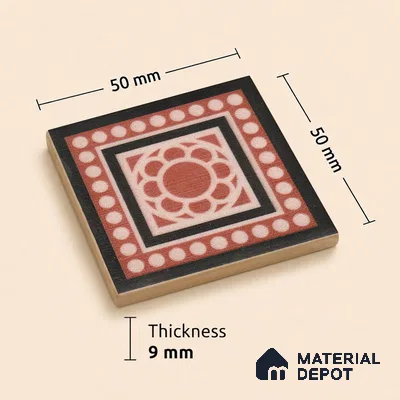 Moroccan Tile Border TL 11932 F Spatial Accent Series 2 x 2 inch Vitrified Matte Finish Center Tile - 9 mm | Suitable for Decorative Highlighter Border