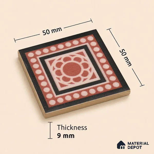 Moroccan Tile Border TL 11932 F Spatial Accent Series 2 x 2 inch Vitrified Matte Finish Center Tile - 9 mm | Suitable for Decorative Highlighter Border