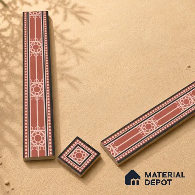 Moroccan Tile Border TL 11932 F Spatial Accent Series 2 x 2 inch Vitrified Matte Finish Center Tile - 9 mm | Suitable for Decorative Highlighter Border