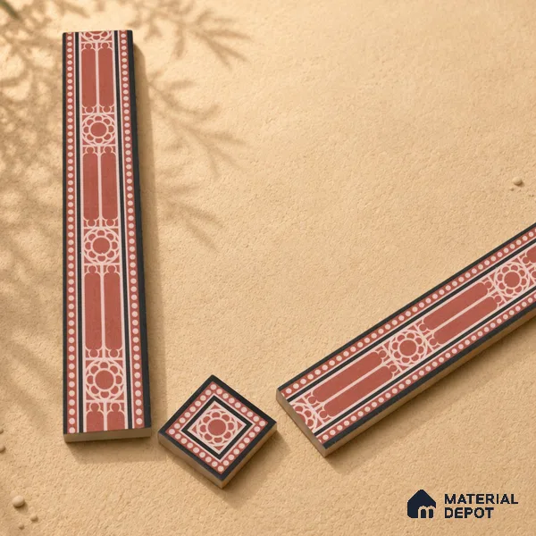Moroccan Tile Border TL 11932 F Spatial Accent Series 2 x 2 inch Vitrified Matte Finish Center Tile - 9 mm | Suitable for Decorative Highlighter Border