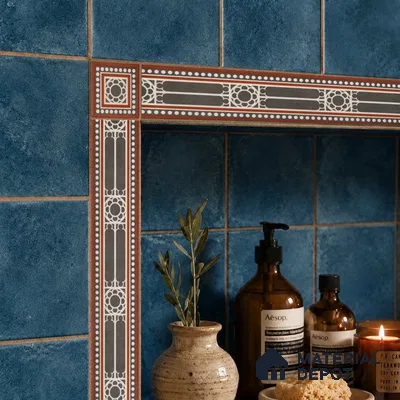 Moroccan Tile Border TL 11932 Spatial Accent Series 1 ft x 2 inch Vitrified Matte Finish Tile Border - 9 mm | Suitable for Decorative Highlighter Border