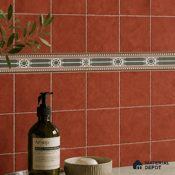 Moroccan Tile Border TL 11932 Spatial Accent Series 1 ft x 2 inch Vitrified Matte Finish Tile Border - 9 mm | Suitable for Decorative Highlighter Border