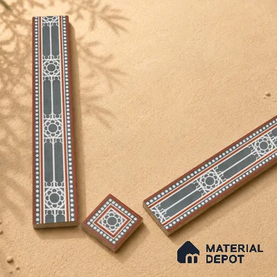 Moroccan Tile Border TL 11932 Spatial Accent Series 1 ft x 2 inch Vitrified Matte Finish Tile Border - 9 mm | Suitable for Decorative Highlighter Border