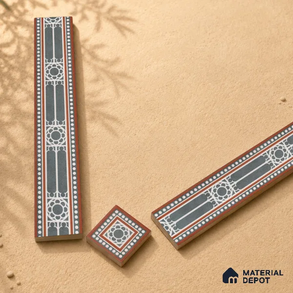 Moroccan Tile Border TL 11932 Spatial Accent Series 1 ft x 2 inch Vitrified Matte Finish Tile Border - 9 mm | Suitable for Decorative Highlighter Border