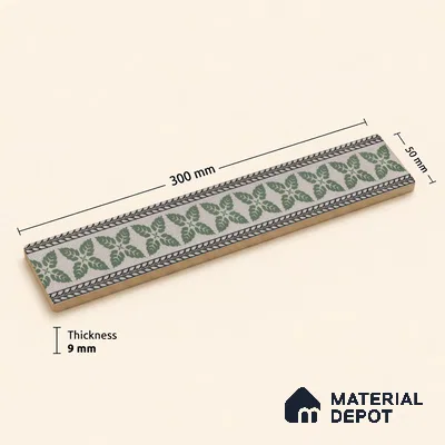 Tropical Tile Border TL 11933 B Spatial Accent Series 1 ft x 2 inch Vitrified Matte Finish Tile Border - 9 mm | Suitable for Decorative Highlighter Border