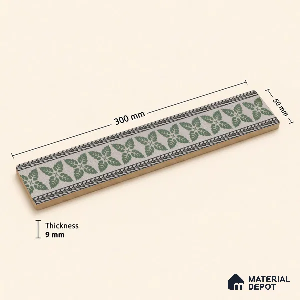 Tropical Tile Border TL 11933 B Spatial Accent Series 1 ft x 2 inch Vitrified Matte Finish Tile Border - 9 mm | Suitable for Decorative Highlighter Border