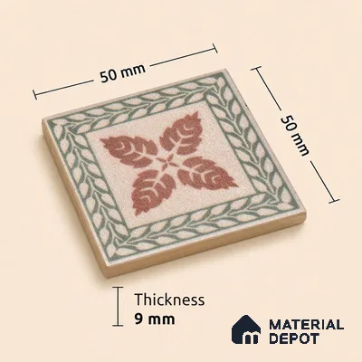 Tropical Tile Border TL 11933 C Spatial Accent Series 2 x 2 inch Vitrified Matte Finish Center Tile - 9 mm | Suitable for Decorative Highlighter Border