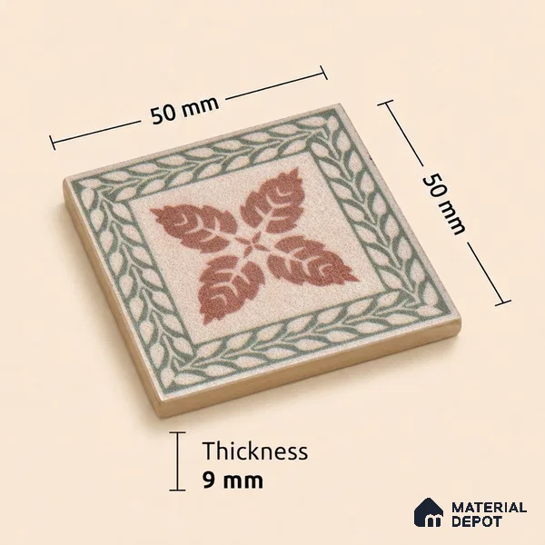 Tropical Tile Border TL 11933 C Spatial Accent Series 2 x 2 inch Vitrified Matte Finish Center Tile - 9 mm | Suitable for Decorative Highlighter Border
