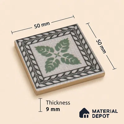 Tropical Tile Border TL 11933 D Spatial Accent Series 2 x 2 inch Vitrified Matte Finish Center Tile - 9 mm | Suitable for Decorative Highlighter Border