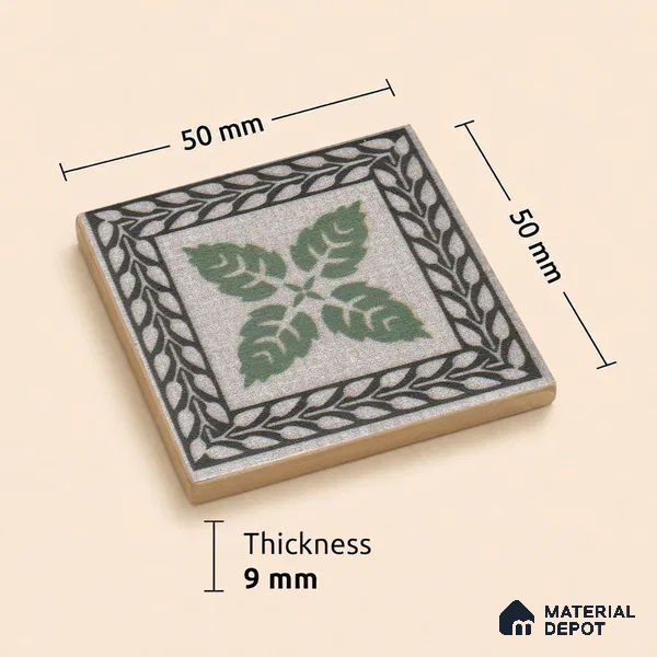 Tropical Tile Border TL 11933 D Spatial Accent Series 2 x 2 inch Vitrified Matte Finish Center Tile - 9 mm | Suitable for Decorative Highlighter Border