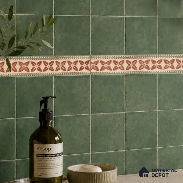 Tropical Tile Border TL 11933 Spatial Accent Series 1 ft x 2 inch Vitrified Matte Finish Tile Border - 9 mm | Suitable for Decorative Highlighter Border