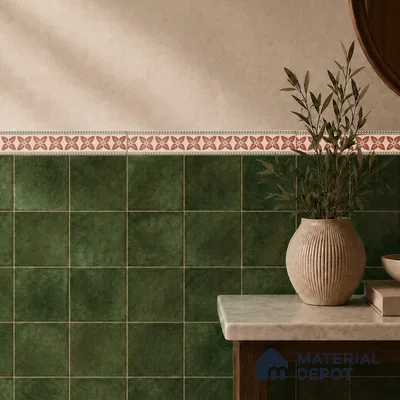 Tropical Tile Border TL 11933 Spatial Accent Series 1 ft x 2 inch Vitrified Matte Finish Tile Border - 9 mm | Suitable for Decorative Highlighter Border
