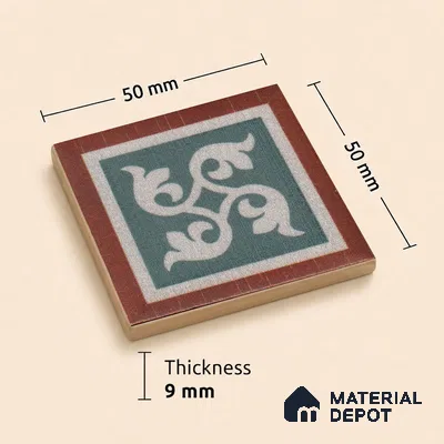 Moroccan Tile Border TL 11934 C Spatial Accent Series 2 x 2 inch Vitrified Matte Finish Center Tile - 9 mm | Suitable for Decorative Highlighter Border