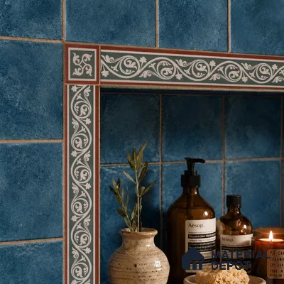 Moroccan Tile Border TL 11934 C Spatial Accent Series 2 x 2 inch Vitrified Matte Finish Center Tile - 9 mm | Suitable for Decorative Highlighter Border