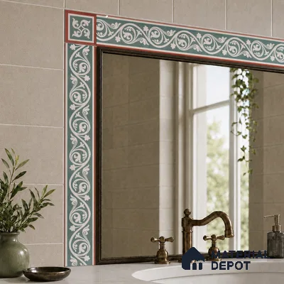 Moroccan Tile Border TL 11934 C Spatial Accent Series 2 x 2 inch Vitrified Matte Finish Center Tile - 9 mm | Suitable for Decorative Highlighter Border