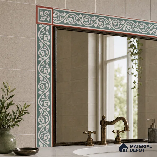 Moroccan Tile Border TL 11934 C Spatial Accent Series 2 x 2 inch Vitrified Matte Finish Center Tile - 9 mm | Suitable for Decorative Highlighter Border