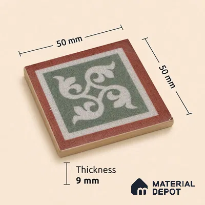 Moroccan Tile Border TL 11934 D Spatial Accent Series 2 x 2 inch Vitrified Matte Finish Center Tile - 9 mm | Suitable for Decorative Highlighter Border
