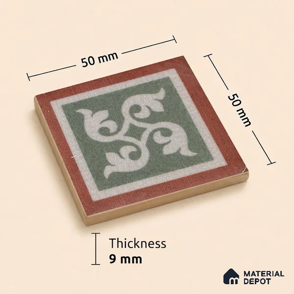 Moroccan Tile Border TL 11934 D Spatial Accent Series 2 x 2 inch Vitrified Matte Finish Center Tile - 9 mm | Suitable for Decorative Highlighter Border