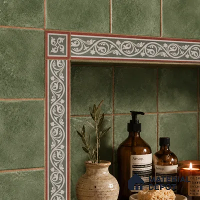 Moroccan Tile Border TL 11934 D Spatial Accent Series 2 x 2 inch Vitrified Matte Finish Center Tile - 9 mm | Suitable for Decorative Highlighter Border