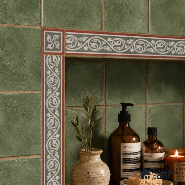 Moroccan Tile Border TL 11934 D Spatial Accent Series 2 x 2 inch Vitrified Matte Finish Center Tile - 9 mm | Suitable for Decorative Highlighter Border