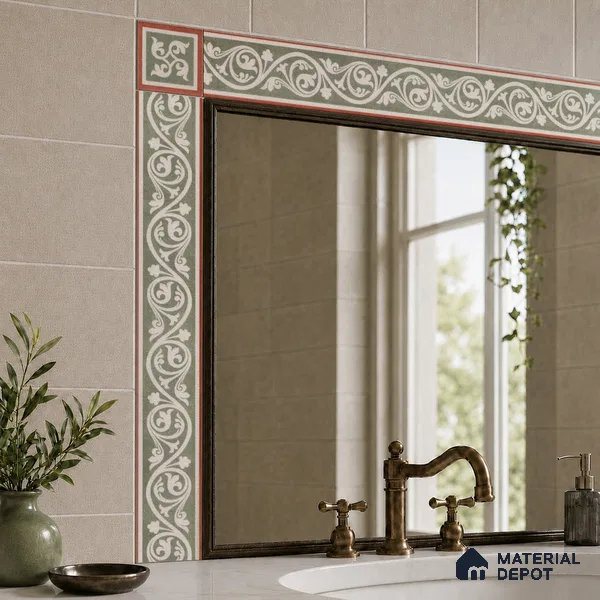 Moroccan Tile Border TL 11934 D Spatial Accent Series 2 x 2 inch Vitrified Matte Finish Center Tile - 9 mm | Suitable for Decorative Highlighter Border