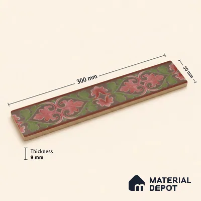 Moroccan Tile Border TL 11935 B Spatial Accent Series 1 ft x 2 inch Vitrified Matte Finish Tile Border - 9 mm | Suitable for Decorative Highlighter Border