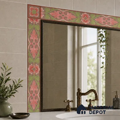 Moroccan Tile Border TL 11935 B Spatial Accent Series 1 ft x 2 inch Vitrified Matte Finish Tile Border - 9 mm | Suitable for Decorative Highlighter Border
