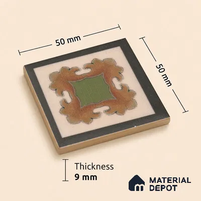Moroccan Tile Border TL 11935 C Spatial Accent Series 2 x 2 inch Vitrified Matte Finish Center Tile - 9 mm | Suitable for Decorative Highlighter Border