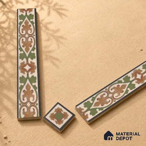 Moroccan Tile Border TL 11935 C Spatial Accent Series 2 x 2 inch Vitrified Matte Finish Center Tile - 9 mm | Suitable for Decorative Highlighter Border