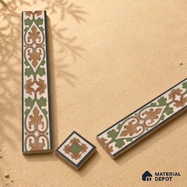 Moroccan Tile Border TL 11935 C Spatial Accent Series 2 x 2 inch Vitrified Matte Finish Center Tile - 9 mm | Suitable for Decorative Highlighter Border