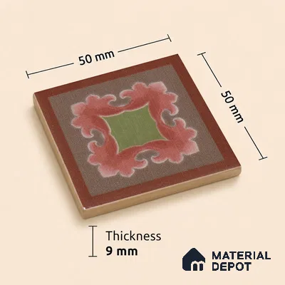 Moroccan Tile Border TL 11935 D Spatial Accent Series 2 x 2 inch Vitrified Matte Finish Center Tile - 9 mm | Suitable for Decorative Highlighter Border
