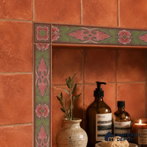 Moroccan Tile Border TL 11935 D Spatial Accent Series 2 x 2 inch Vitrified Matte Finish Center Tile - 9 mm | Suitable for Decorative Highlighter Border