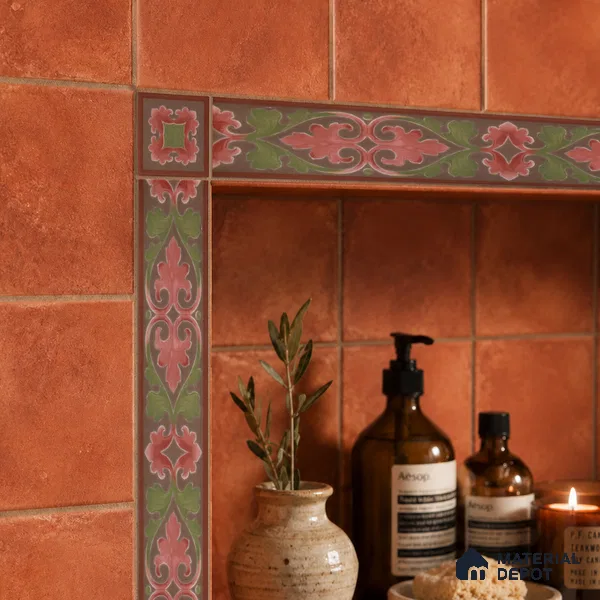 Moroccan Tile Border TL 11935 D Spatial Accent Series 2 x 2 inch Vitrified Matte Finish Center Tile - 9 mm | Suitable for Decorative Highlighter Border