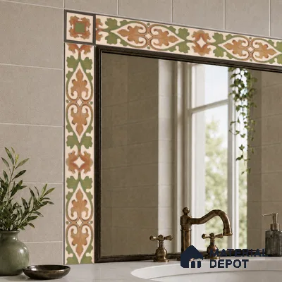Moroccan Tile Border TL 11935 Spatial Accent Series 1 ft x 2 inch Vitrified Matte Finish Tile Border - 9 mm | Suitable for Decorative Highlighter Border