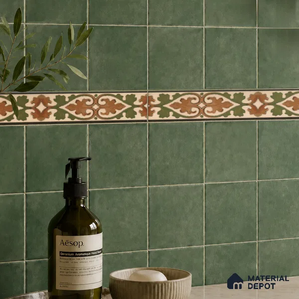 Moroccan Tile Border TL 11935 Spatial Accent Series 1 ft x 2 inch Vitrified Matte Finish Tile Border - 9 mm | Suitable for Decorative Highlighter Border