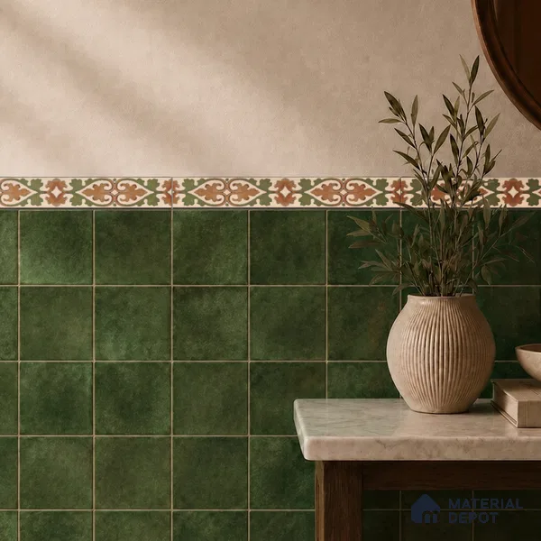 Moroccan Tile Border TL 11935 Spatial Accent Series 1 ft x 2 inch Vitrified Matte Finish Tile Border - 9 mm | Suitable for Decorative Highlighter Border