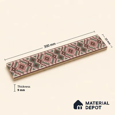 Moroccan Tile Border TL 11936 B Spatial Accent Series 1 ft x 2 inch Vitrified Matte Finish Tile Border - 9 mm | Suitable for Decorative Highlighter Border