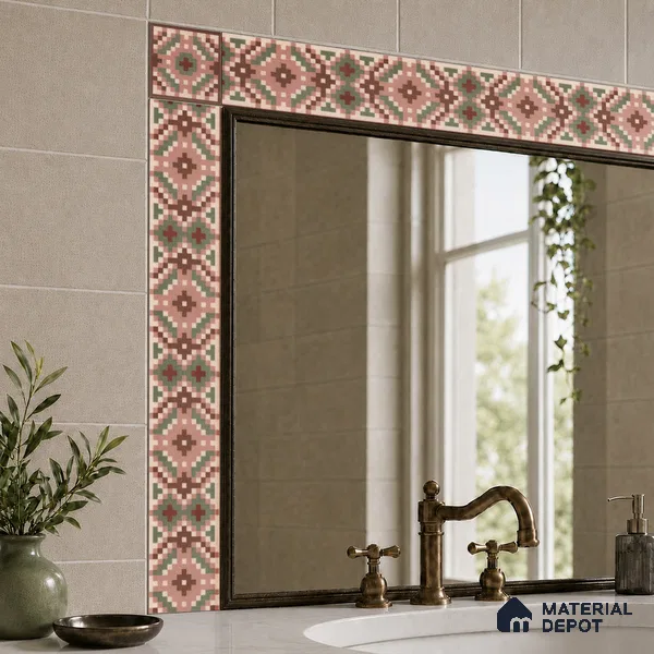 Moroccan Tile Border TL 11936 B Spatial Accent Series 1 ft x 2 inch Vitrified Matte Finish Tile Border - 9 mm | Suitable for Decorative Highlighter Border