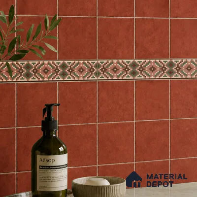 Moroccan Tile Border TL 11936 B Spatial Accent Series 1 ft x 2 inch Vitrified Matte Finish Tile Border - 9 mm | Suitable for Decorative Highlighter Border