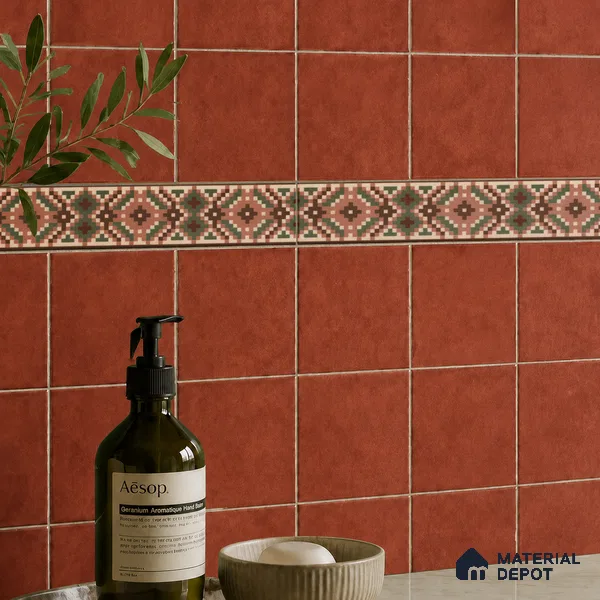 Moroccan Tile Border TL 11936 B Spatial Accent Series 1 ft x 2 inch Vitrified Matte Finish Tile Border - 9 mm | Suitable for Decorative Highlighter Border