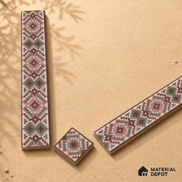 Moroccan Tile Border TL 11936 B Spatial Accent Series 1 ft x 2 inch Vitrified Matte Finish Tile Border - 9 mm | Suitable for Decorative Highlighter Border