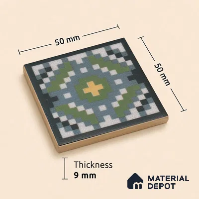 Moroccan Tile Border TL 11936 C Spatial Accent Series 2 x 2 inch Vitrified Matte Finish Center Tile - 9 mm | Suitable for Decorative Highlighter Border