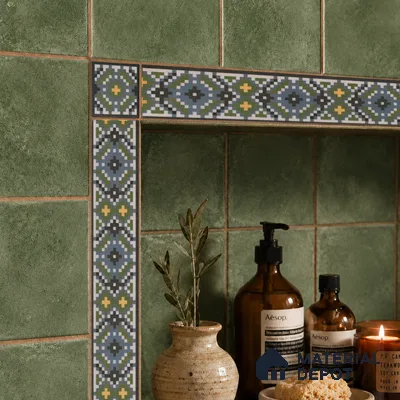 Moroccan Tile Border TL 11936 C Spatial Accent Series 2 x 2 inch Vitrified Matte Finish Center Tile - 9 mm | Suitable for Decorative Highlighter Border