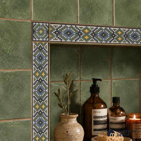 Moroccan Tile Border TL 11936 C Spatial Accent Series 2 x 2 inch Vitrified Matte Finish Center Tile - 9 mm | Suitable for Decorative Highlighter Border