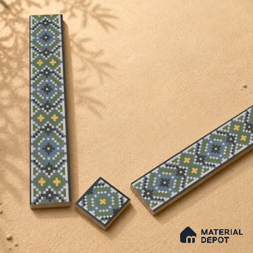 Moroccan Tile Border TL 11936 C Spatial Accent Series 2 x 2 inch Vitrified Matte Finish Center Tile - 9 mm | Suitable for Decorative Highlighter Border