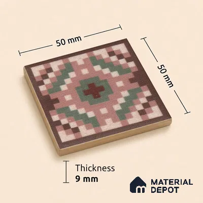 Moroccan Tile Border TL 11936 D Spatial Accent Series 2 x 2 inch Vitrified Matte Finish Center Tile - 9 mm | Suitable for Decorative Highlighter Border