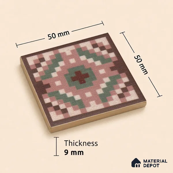 Moroccan Tile Border TL 11936 D Spatial Accent Series 2 x 2 inch Vitrified Matte Finish Center Tile - 9 mm | Suitable for Decorative Highlighter Border