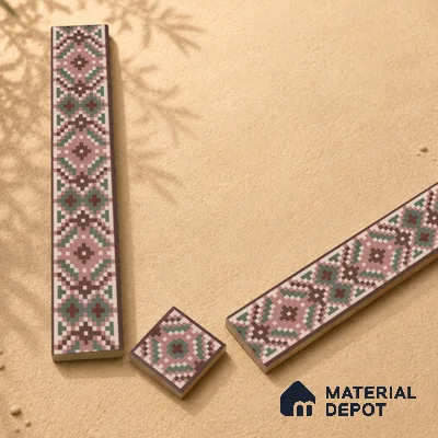 Moroccan Tile Border TL 11936 D Spatial Accent Series 2 x 2 inch Vitrified Matte Finish Center Tile - 9 mm | Suitable for Decorative Highlighter Border