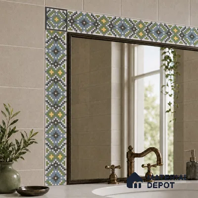 Moroccan Tile Border TL 11936 Spatial Accent Series 1 ft x 2 inch Vitrified Matte Finish Tile Border - 9 mm | Suitable for Decorative Highlighter Border